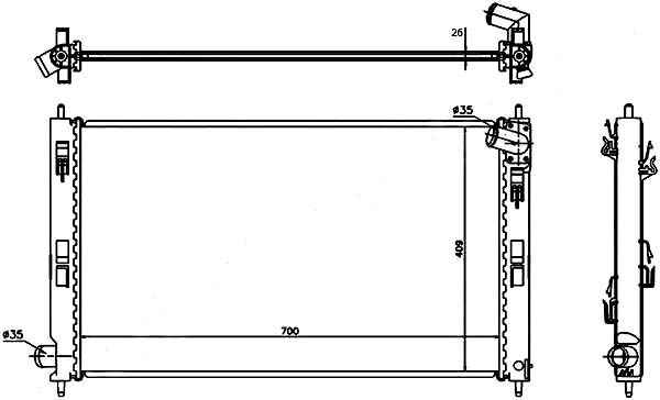 Радиатор MITSUBISHI LANCER 1.5 / 1.8 / 2.0 / 2.0D 07- / ASX 10- / OUTLANDER XL / CITROEN C-CROSSER / PEUGEOT 4007 <b>SAT MC0088-07</b> - изображение