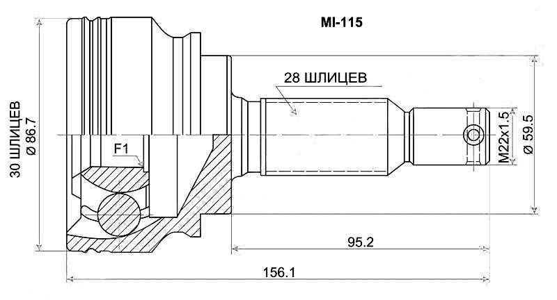 Шрус MITSUBISHI Lancer X 4A91 07- <b>SAT MI-115</b> - изображение Шрус MITSUBISHI Lancer X 4A91 07- <b>SAT MI-115</b> - изображение