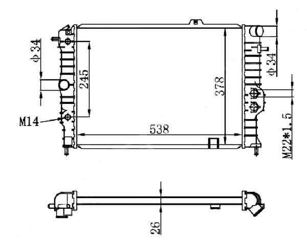 Радиатор OPEL VECTRA A 1.4 / 1.6 / 1.7D / 1.8 / 2.0 88-95 / OPEL CALIBRA 2.0 90- <b>SAT OP0001</b> - изображение Радиатор OPEL VECTRA A 1.4 / 1.6 / 1.7D / 1.8 / 2.0 88-95 / OPEL CALIBRA 2.0 90- <b>SAT OP0001</b> - изображение