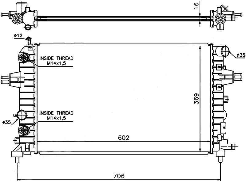 Радиатор OPEL ASTRA H 1.2 / 1.4 / 1.8 04-11 / OPEL ZAFIRA B 1.6 05- <b>SAT OP0006-04</b> - изображение