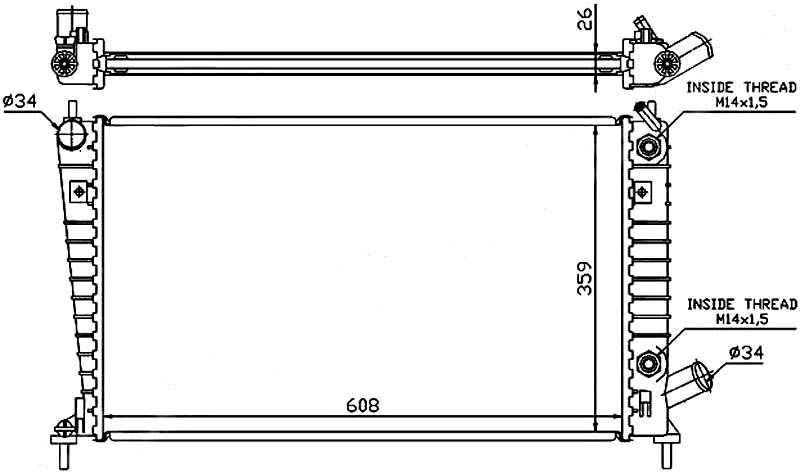 Радиатор SAAB 9-5 2.0T / 2.3T 97-10 <b>SAT SA0001</b> - изображение Радиатор SAAB 9-5 2.0T / 2.3T 97-10 <b>SAT SA0001</b> - изображение