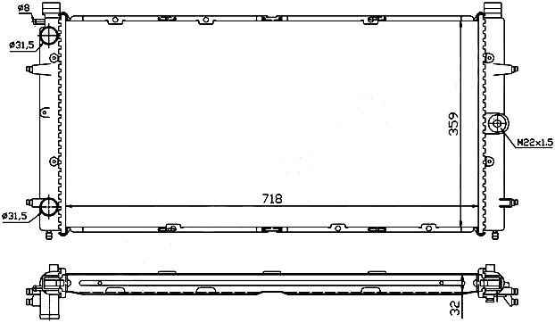 Радиатор VOLKSWAGEN TRANSPORTER T4 1.8 / 1.9D / 1.9TD / 2.0 / 2.4D / 2.5 / 2.5TD / 2.8 (трубчатый) <b>SAT SG-VW00T4-D</b> - изображение