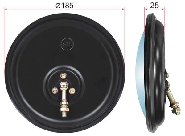 Зеркало нижнего вида HYUNDAI / DAEWOO круглое, крепление болт (d185mm) <b>SAT SL-728B</b> - изображение Зеркало нижнего вида HYUNDAI / DAEWOO круглое, крепление болт (d185mm) <b>SAT SL-728B</b> - изображение