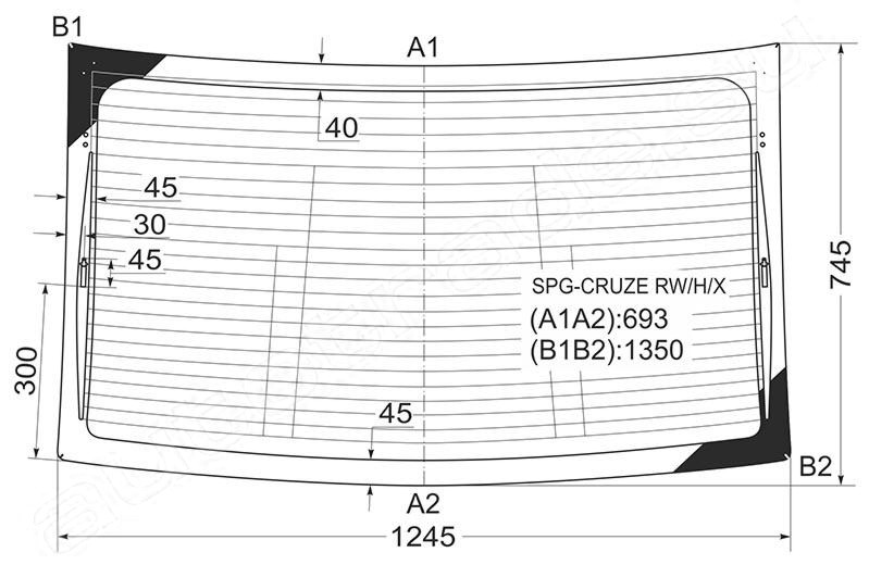 Стекло заднее с обогревом CHEVROLET CRUZE / DAEWOO LACETTI 09- <b>SAT SPG-CRUZE RW/H/X</b> - изображение