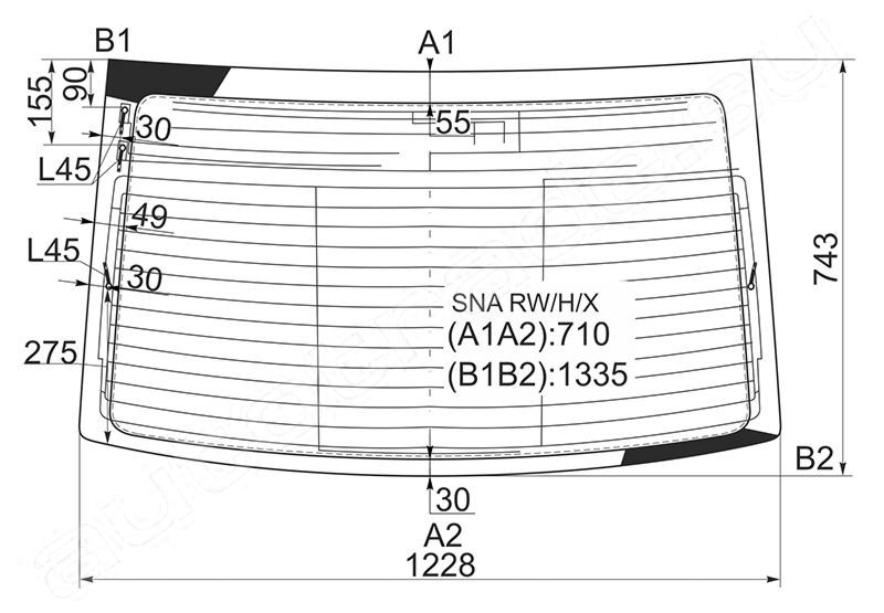 Стекло заднее с обогревом HONDA CIVIC 05- 4D <b>SAT SPG-SNA RW/H/X</b> - изображение