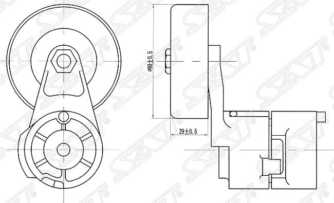 Натяжитель приводного ремня HYUNDAI SANTA FE 2,7 05- <b>SAT ST-25281-3E000</b> - изображение