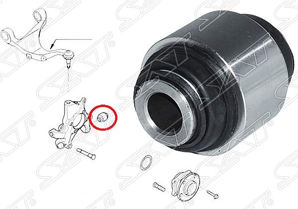 Сайлентблок задней цапфы (плавающий) HYUNDAI SANTA FE (CM) 2006-2012 <b>SAT ST-55130-4D000</b> - изображение