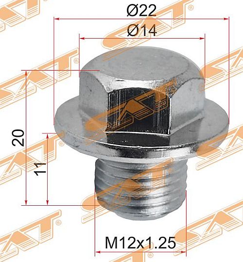 Пробка сливная TOYOTA MANY <b>SAT ST-90341-12012</b> - изображение