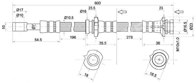 Шланг тормозной задний (Таиланд) NISSAN PRIMERA / WAGON / BLUEBIRD 96- прав. <b>SAT ST-46210-2F205</b> - изображение