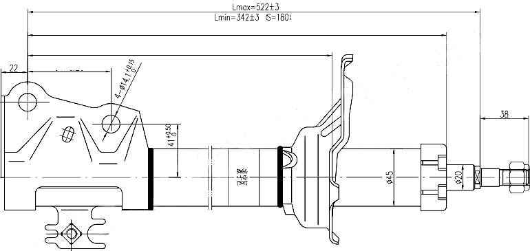 Стойка передняя TOYOTA PROBOX / SUCCEED 02- / VITZ / PLATZ / ECHO / FUN CARGO / YARIS / VIOS 99-07 лев.=прав. <b>SAT ST-48510-59198</b> - изображение