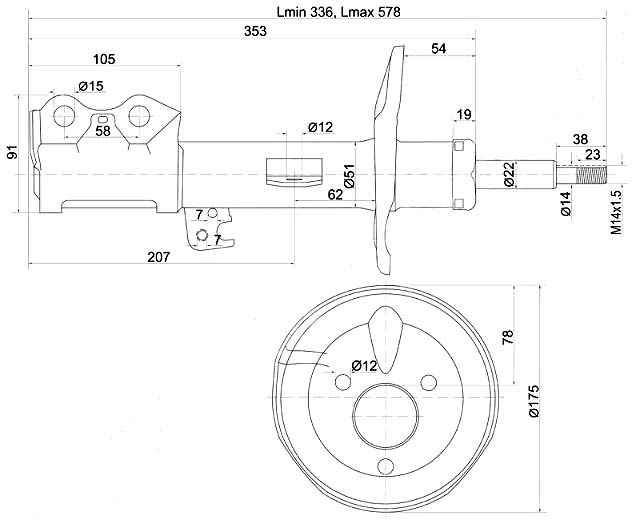 Стойка передняя TOYOTA COROLLA AXIO / FIELDER 06- лев. <b>SAT ST-48520-80114</b> - изображение