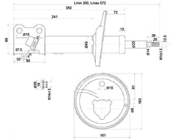 Стойка задняя TOYOTA COROLLA / SPACIO / SPRINTER / CARIB 91-02 4WD прав. <b>SAT ST-48530-19735</b> - изображение