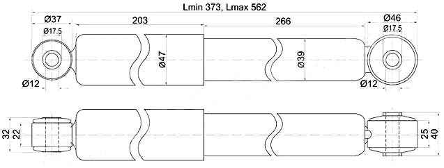 Амортизатор задний TOYOTA PROBOX / SUCCEED 02- лев.=прав. <b>SAT ST-48530-52450</b> - изображение