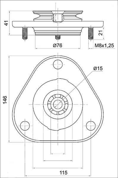 Опора передней стойки TOYOTA COROLLA / FIELDER / RUNX / ALLEX / SPACIO / VERSO / PRIUS / WILL VS / WISH 00- <b>SAT ST-48609-12420</b> - изображение