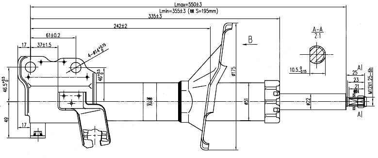 Стойка передняя NISSAN CEFIRO / MAXIMA / RNESSA 94-00 прав. <b>SAT ST-54302-31U88</b> - изображение