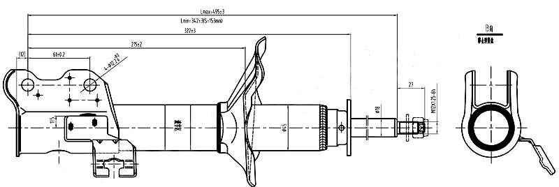 Стойка передняя NISSAN AD / PRESEA / PULSAR / SENTRA / SUNNY / WINGROAD 90-96 прав. <b>SAT ST-54302-4H225</b> - изображение