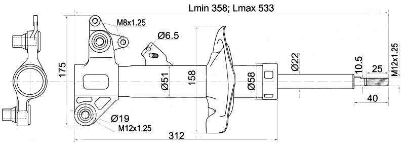 Стойка передняя NISSAN PRIMERA 02- лев. <b>SAT ST-54303-AW025</b> - изображение
