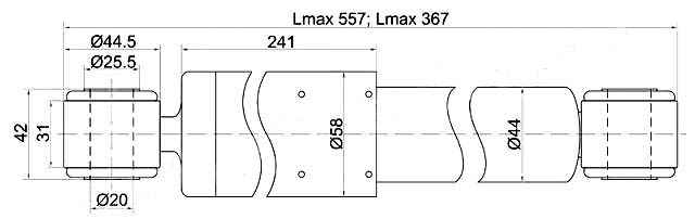 Амортизатор задний KIA BONGO III / HYUNDAI PORTER 4WD 04- <b>SAT ST-55300-4E400</b> - изображение