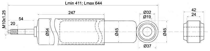 Амортизатор передний NISSAN ATLAS / CONDOR 4WD 92- лев.=прав. <b>SAT ST-56100-0T825</b> - изображение
