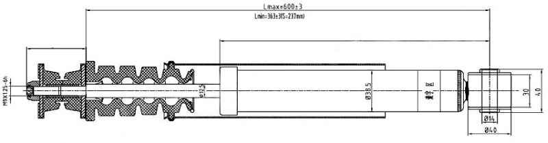 Амортизатор задний (левый руль) NISSAN MICRA 02- / NOTE 05- лев.=прав. <b>SAT ST-56210-AX025</b> - изображение