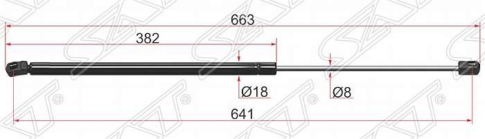 Амортизатор крышки багажника Mercedes-Benz M-Class 97-05 (Справа=Слева) <b>SAT ST-A1637400045</b> - изображение 2