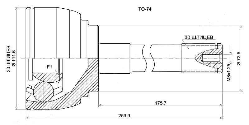 Шрус TOYOTA Land Cruiser 100 98-05 <b>SAT TO-74</b> - изображение