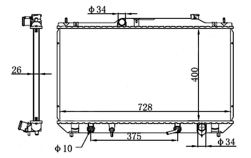Радиатор TOYOTA CAMRY / SOLARA 2,4 01-06 компл. Австралия-ОАЭ <b>SAT TY0003-A30</b> - изображение