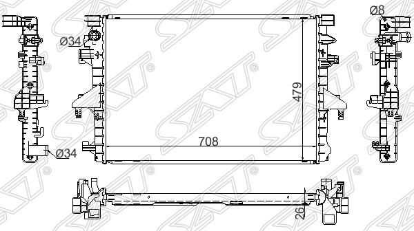 Радиатор Volkswagen Transporter 03- / Multivan 03-15 <b>SAT VW0009-2</b> - изображение