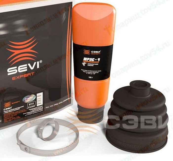 Пыльник ШРУСа ВАЗ 2108 внутренний (+2 хомута, смазка) <b>СЭВИ-ЭКСПЕРТ 6111</b> - изображение