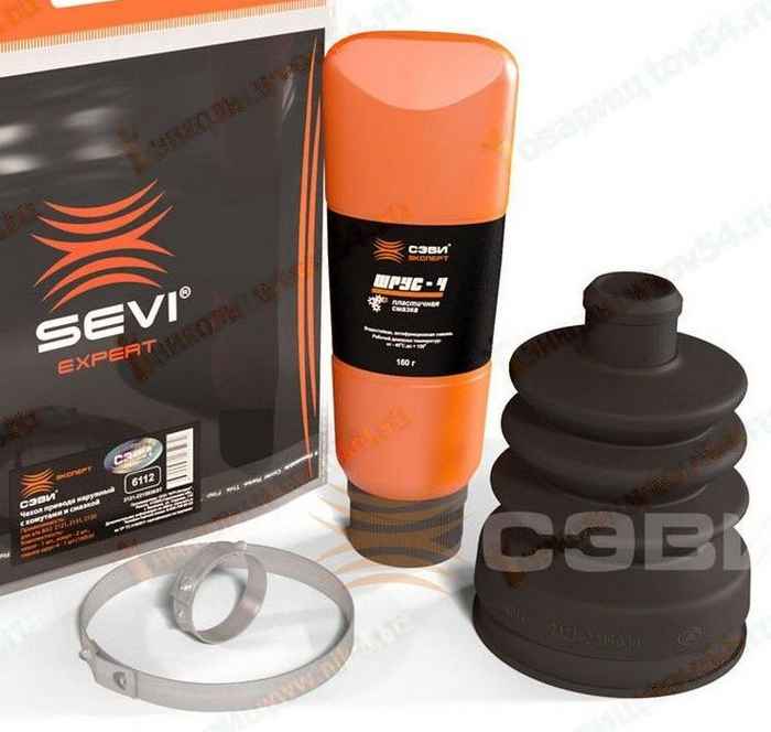 Пыльник ШРУСа ВАЗ 2121 Нива наружный (+2 хомута, смазка) <b>СЭВИ-ЭКСПЕРТ 6112</b> - изображение