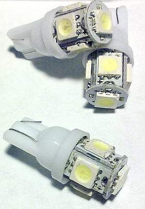 Лампа (LS07) светодиодная T10-SMD5 (W2,1x9,5d) б/ц 5 SMD белая 12V SkyWay S08201124  - изображение 1
