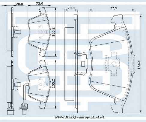 Колодки тормозные передние к-кт <b>STARKE 173618</b> - изображение Колодки тормозные передние к-кт <b>STARKE 173618</b> - изображение