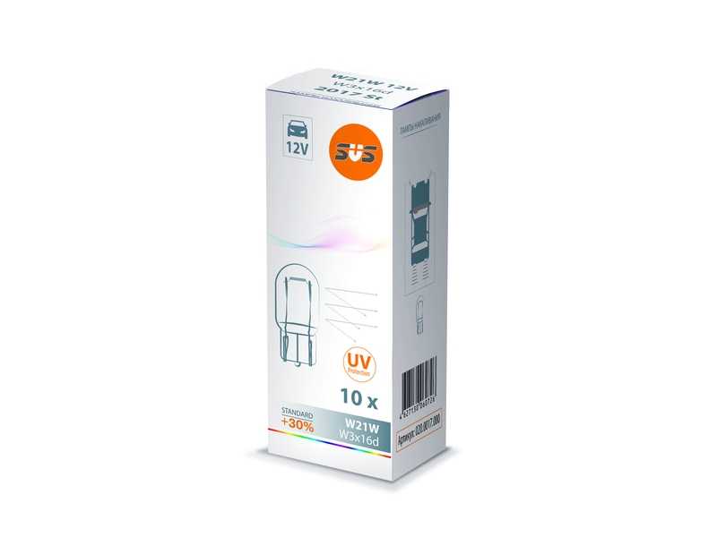 Лампа накаливания 12V W21W W3x16d <b>SVS 0200017000</b> - изображение Лампа накаливания 12V W21W W3x16d <b>SVS 0200017000</b> - изображение