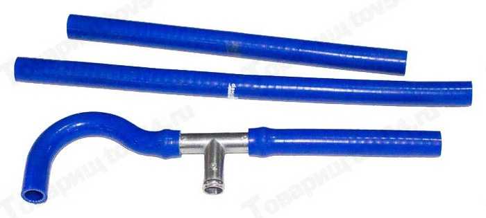 Патрубок печки ВАЗ 2112 (4шт+ тройник) усилен силикон <b>ТехноПартнер 2112-8101200/04/04ТП</b> - изображение
