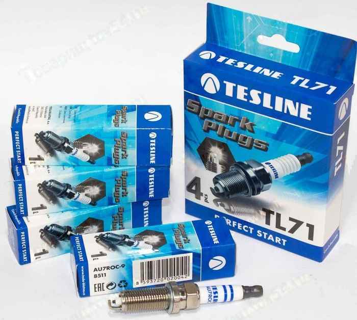 Свечи Lada Largus, ВАЗ 2190 Granta с двиг. ВАЗ 11182, 2180 Vesta с двиг. H4M (комплект 4шт) TESLINE AU7ROC-9 <b>TESLA TL71</b> - изображение