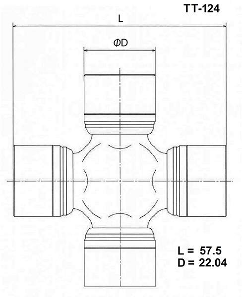 Крестовина карданного вала TA RX3## NOAH RA ACA2# GX9# FORESTER S12 IMPREZA GE GH LE без тавотни <b>TOYO TT-124</b> - изображение