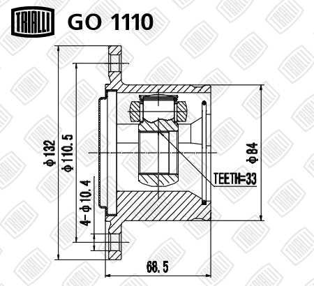 Шрус внутренний правый Mitsubishi Pajero 99- 3.0/3.2 AT/F/MT <b>TRIALLI GO1110</b> - изображение 1