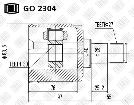 Шрус внутренний Honda Accord 03- 2.0/2.4 MT/AT <b>TRIALLI GO2304</b> - изображение 1