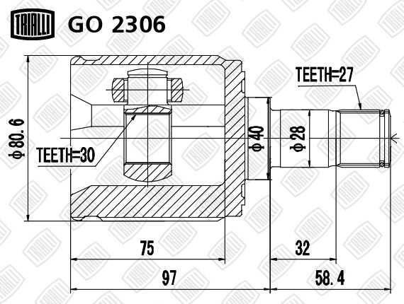 Шрус внутренний Honda Pilot 06- AT <b>TRIALLI GO2306</b> - изображение