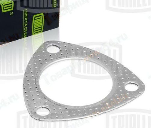 Прокладка приемной трубы ВАЗ 2110, 1118 Калина, 2170 Приора двиг.1.6 треугольная (жесть перфорир.) <b>TRIALLI GZ 102 0113</b> - изображение