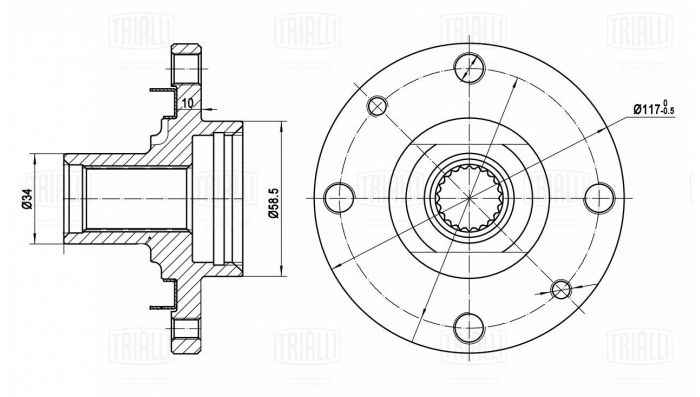Ступица ВАЗ 2108-2110 передняя <b>TRIALLI MR 0108</b> - изображение 3