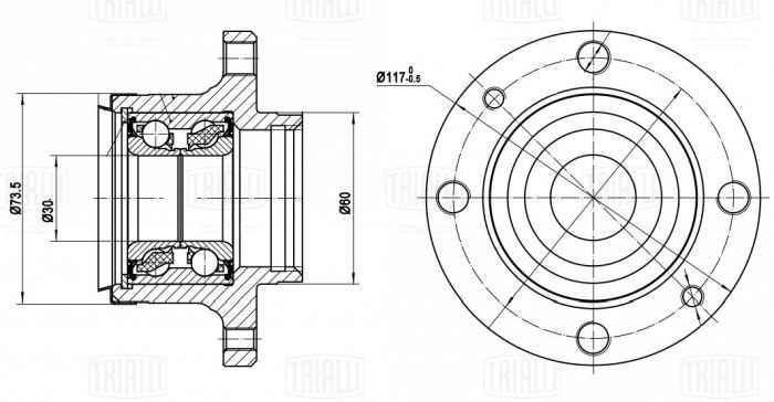 Ступица ВАЗ 2108-2110 задняя с подшипником <b>TRIALLI MR 0109</b> - изображение 3