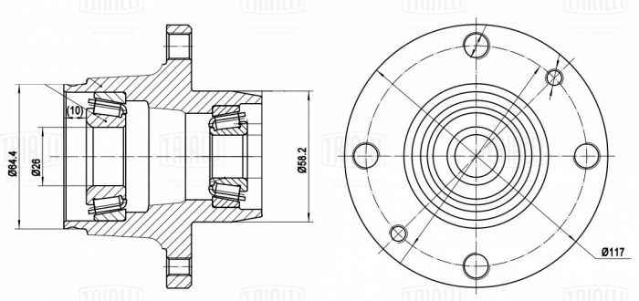Ступица ВАЗ 2101 (в сборе с подшипником СПЗ-9) <b>TRIALLI MR 0111</b> - изображение 3