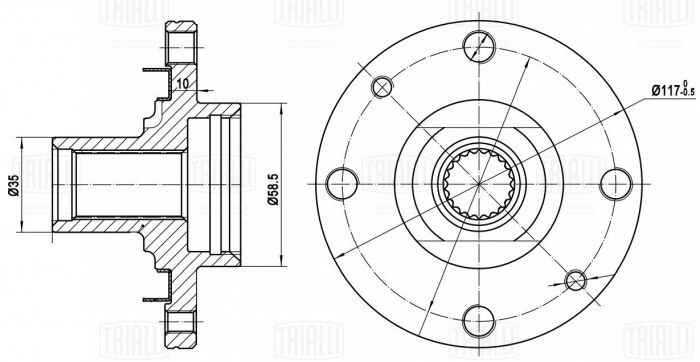 Ступица ВАЗ 1118 Калина передняя <b>TRIALLI MR 0118</b> - изображение 3