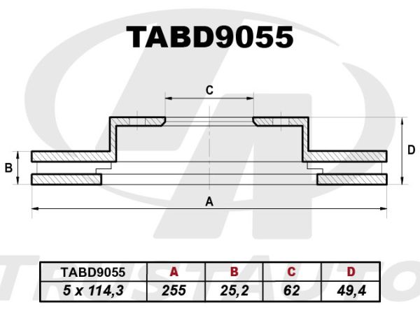 Диск тормозной <b>TRUSTAUTO TABD9055</b> - изображение