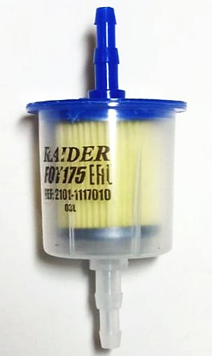 Фильтр топливный карбюраторный прямоточный ВАЗ штуцер 6/8мм RAIDER FOT175/TSN 9.3.10 (2101-1117010) - изображение