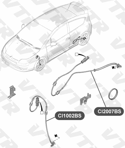 Датчик АБС передней подвески, двусторонний VTR CI1002BS - изображение 1