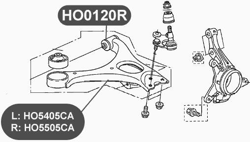 Сайлентблок нижнего рычага передней подвески, передний VTR HO0120R - изображение 1