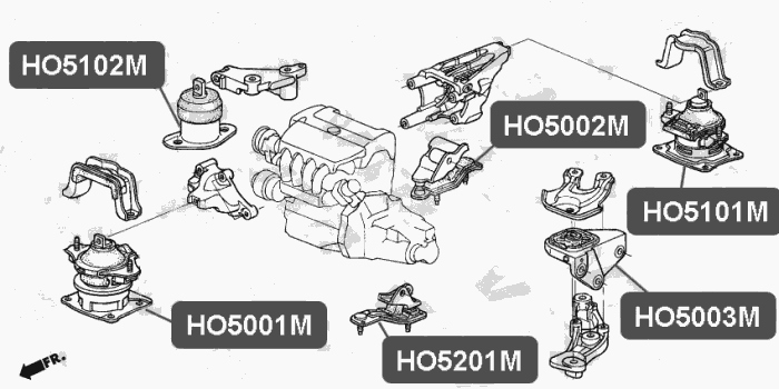 Подушка двигателя задняя, слева VTR HO5002M - изображение 1