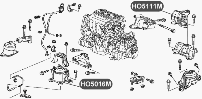 Подушка двигателя, передняя, гидравлическая VTR HO5016M - изображение 1